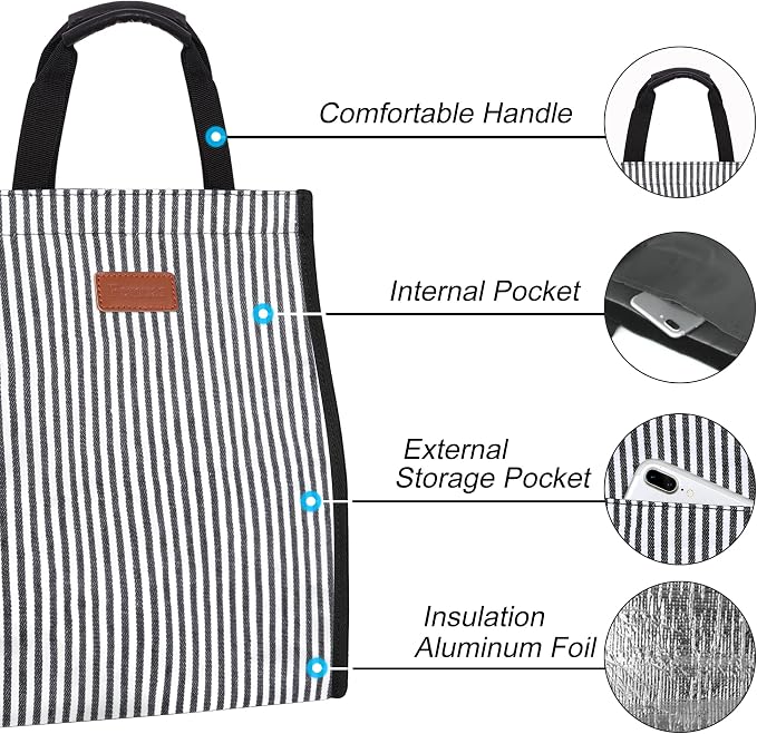 Lunch Bags for Women Insulated Reusable Lunch Tote - Image 3