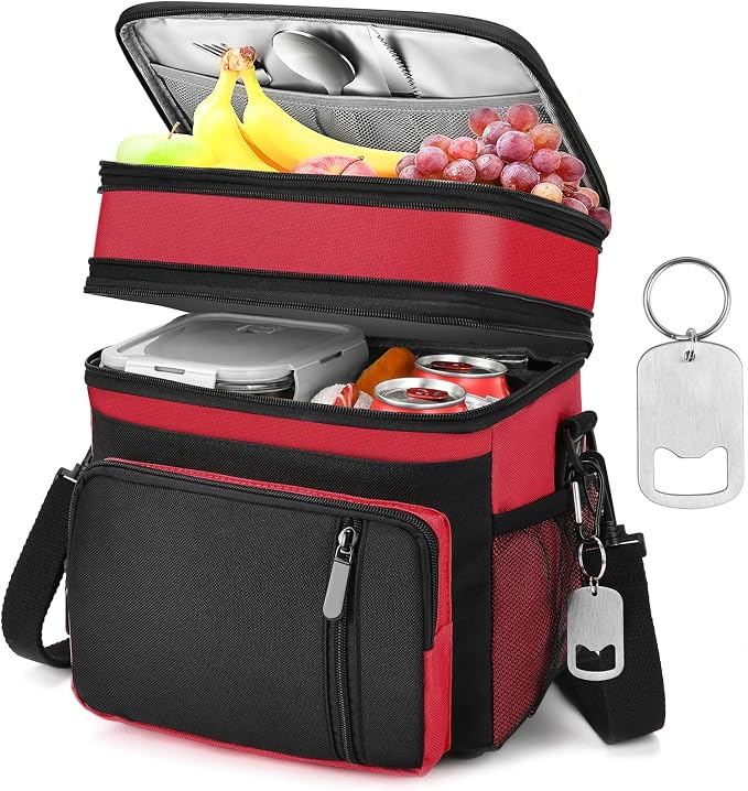 Insulated Lunch Bag Women & Men | Large Adult Lunch Box | Double-Layer Reusable by LOKASS