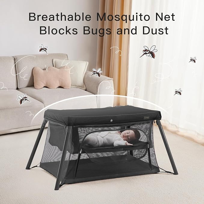 2 in 1 Portable Travel Crib for Toddler, Foldable Crib for Baby, Lightweight - Image 4