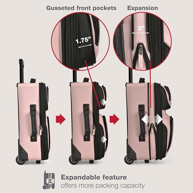 U.S. Traveler Rio Fabric Expandable Carry-on Luggage, Rolling Suitcase - Image 6