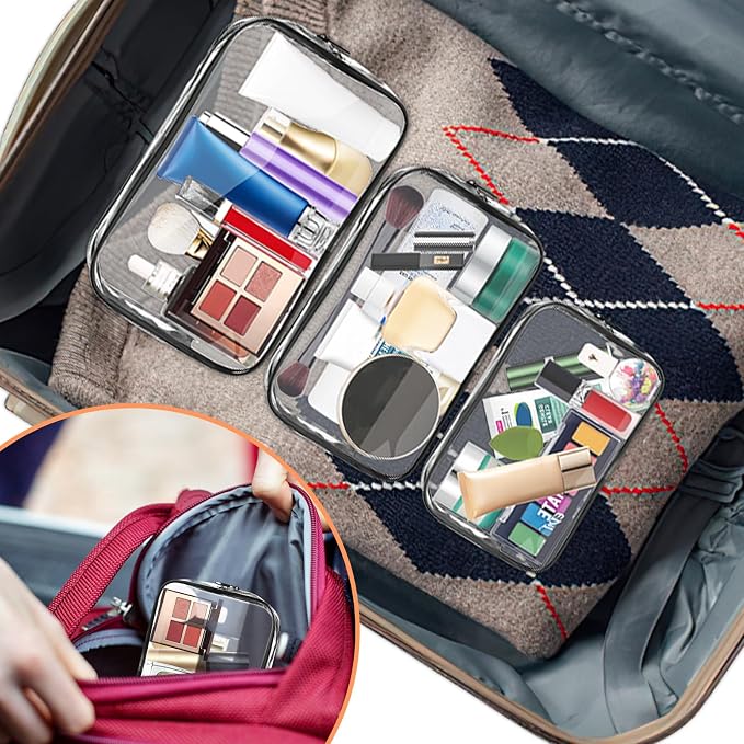 AURUZA 4 Pack Clear Toiletry Bag, Portable Travel Makeup Pouch - Image 7