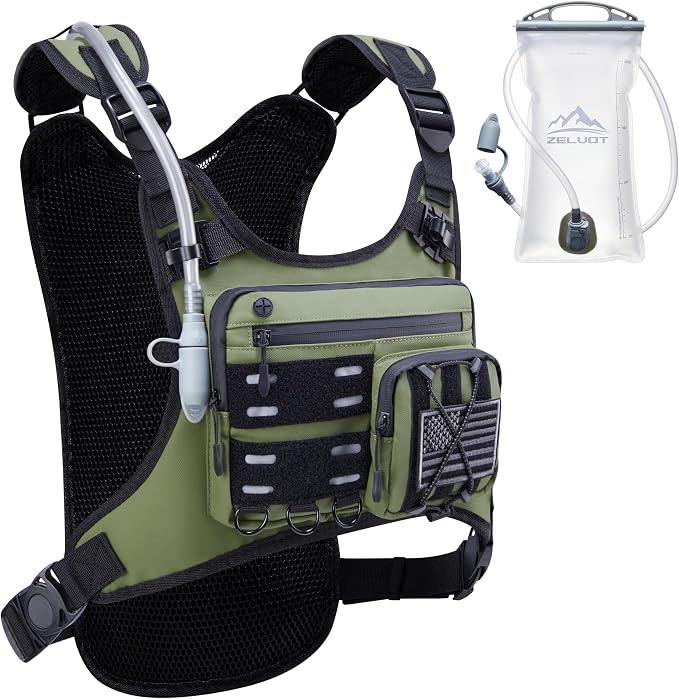 Running Vest with 2L Water Bladder, USA Original Patent, Lightweight Adjustable by Zelvot