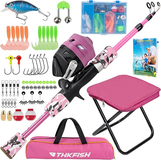 Kids Fishing Pole Set, Telescopic Fishing Rod Reel Combo Kids Starter Kit by THKFISH
