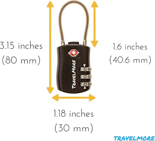 6 Pack TSA Approved Travel Combination Cable Luggage Locks - Image 2