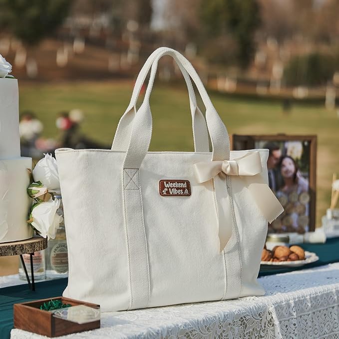 AW BRIDAL Monogram Canvas Tote Bag - Image 7