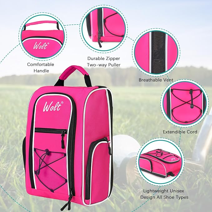 Wolt 2 Pcs Golf Shoe Bag for Travel- Zippered Shoes Carrier Bags - Image 3