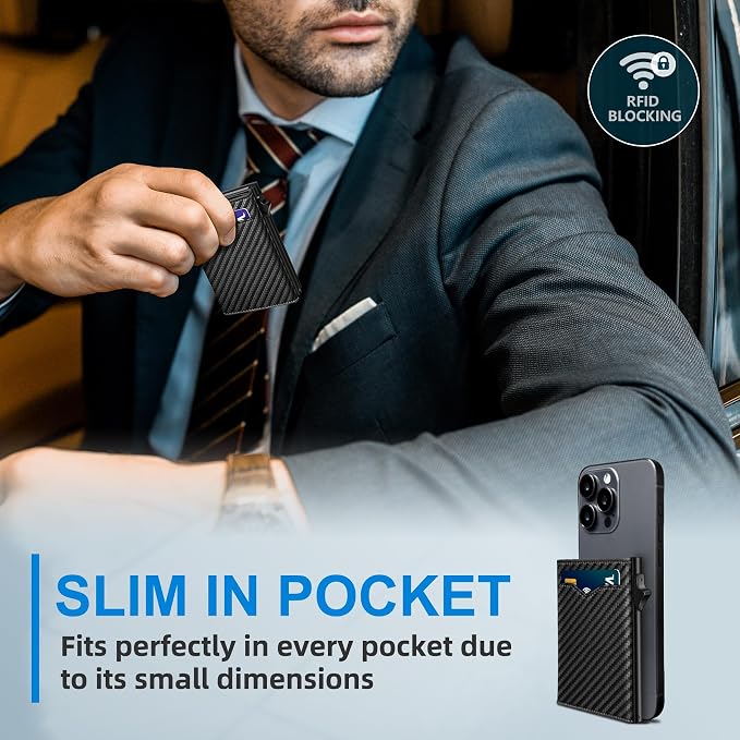 Wallet for Men, with Cash Pocket 2 ID Window 9-13 Cards, Metal Case Smart Slim - Image 6