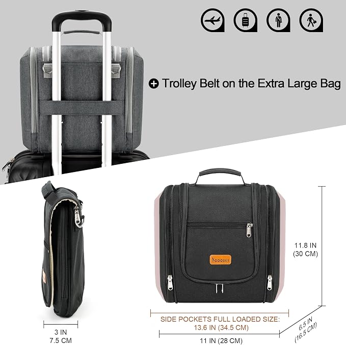 Travel Hanging Toiletry Bag for Women and Men, 6 Organizer Compartments - Image 6