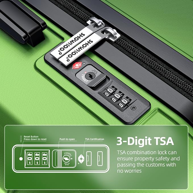 SHOWKOO Luggage Sets Expandable PC+ABS Durable Suitcase Sets Double Wheels TSA - Image 4