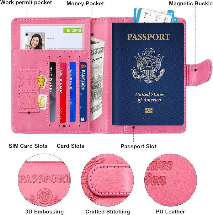 Herain Passport Holder for Travel Cruise Essentials, RFID Passports Book Card - Image 4