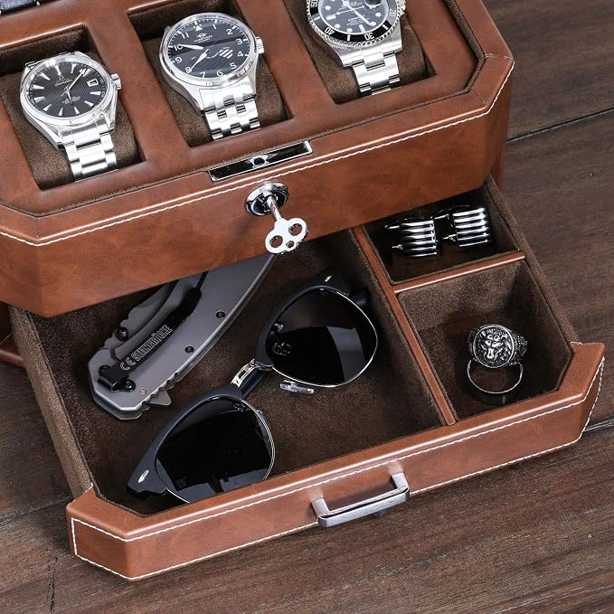 Gift Set 6 Slot Leather Watch Box - Image 8