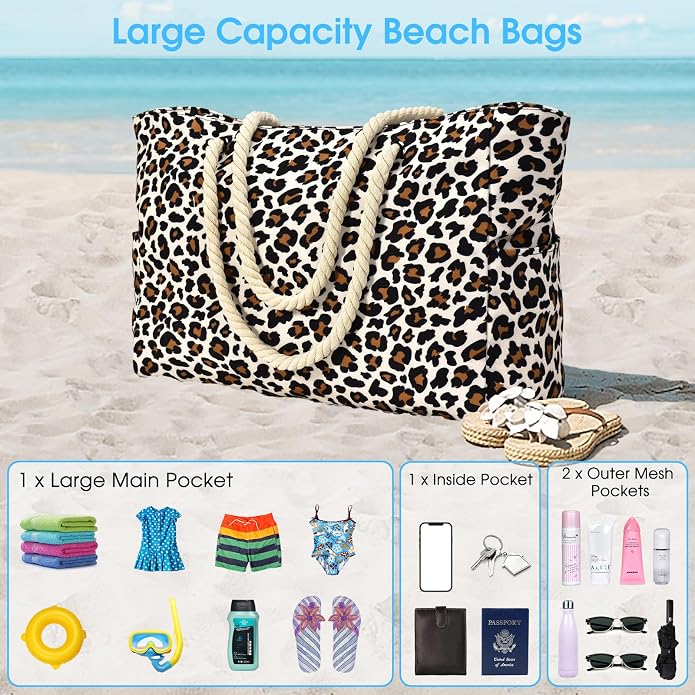 Becokan Beach Bag Large Beach Tote Bag - Image 7