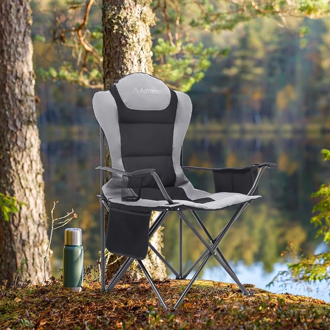 2 Pack Camp Chairs for Heavy People, Outdoor Folding Camping Chairs - Image 2