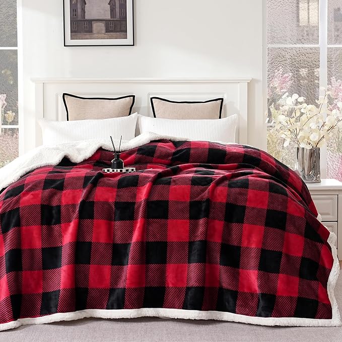 PU MEI Sherpa Fleece Throw Blanket 80" x 90" Reversible Plush Fluffy Large Big - Image 6