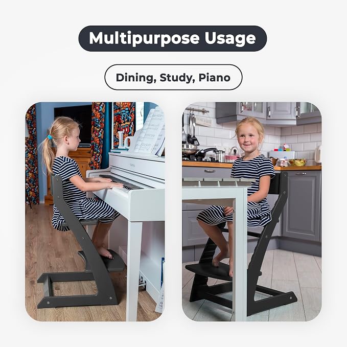 FORNEL Modern Black Wooden High Chair | The Adjustable Grow-with-Me Chair - Image 8