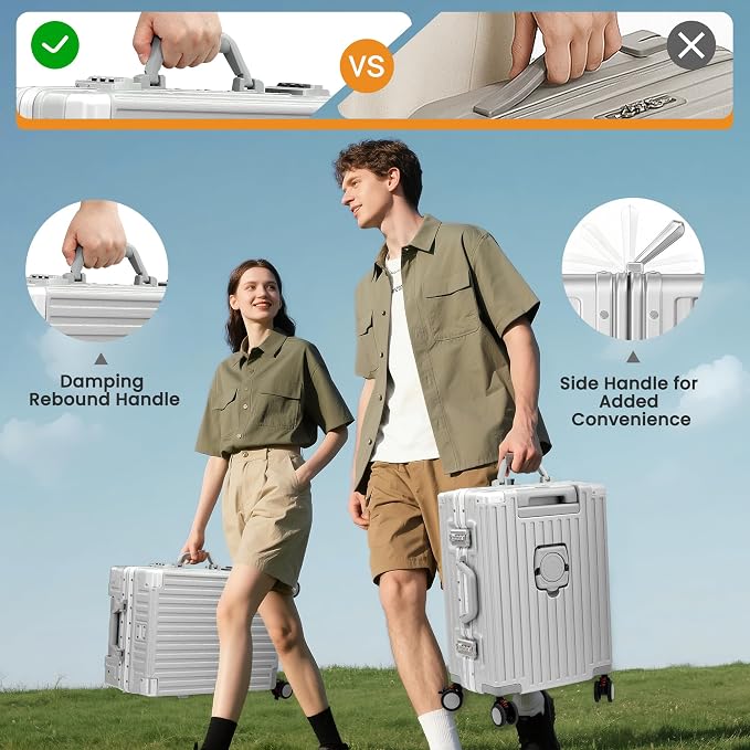 26 Inch Checked Luggage with Spinner Wheels, No Zipper Aluminum Frame Hard - Image 7