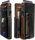 Airtag Wallet for Men, with Money Clip 10 Cards Metal Case Smart Slim Pop Up by Miyozi