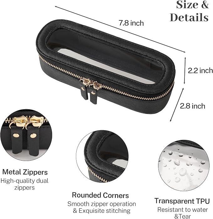 Aveniee Slim Clear Makeup Brush Bag, Small Cosmetic Brush Holder, Mini Toiletry - Image 4
