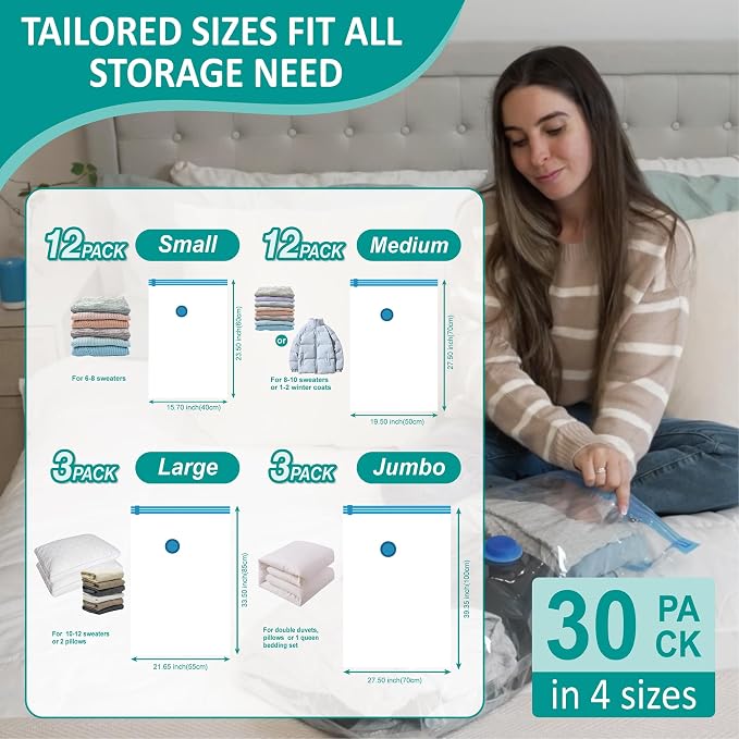Cozy Essential 30 Pack Vacuum Storage Bags - Image 4