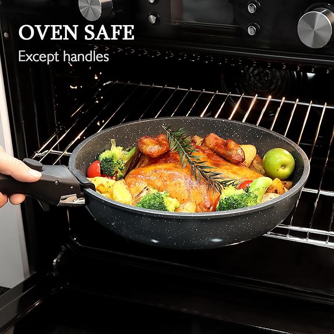 GiPP Ceramic Non Stick Frying Pans Set Removable Handle, Dishwasher & Oven Safe - Image 4