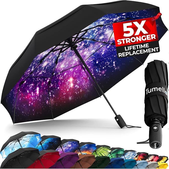 TUMELLA Strongest Windproof Travel Umbrella, Small Strong but Light Portable by Tumella
