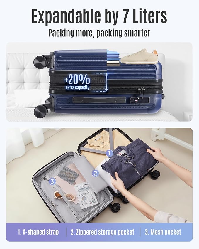 LIGHT FLIGHT Carry On Luggage 22x14x9 Airline Approved, Durable Hard Shell - Image 7
