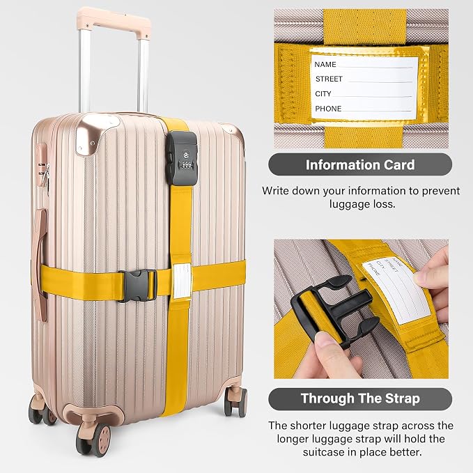 Luggage Straps, 2 Pack Adjustable Heavy Duty Cross Suitcase Straps - Image 4