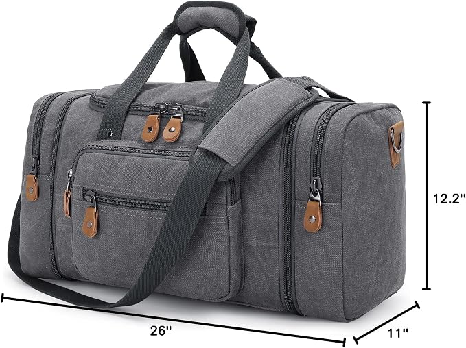 Gonex Canvas Duffle Bag for Travel, 60L Duffel Overnight Weekend Bag - Image 7
