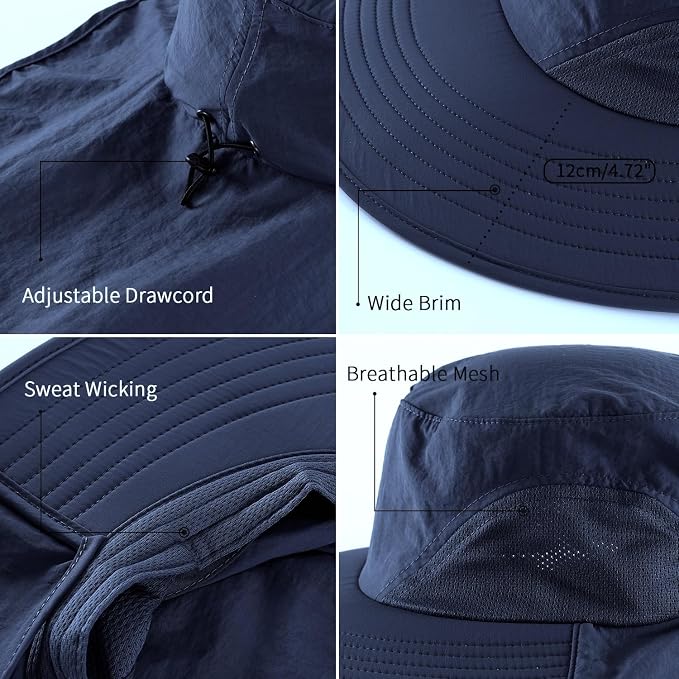 Home Prefer Outdoor UPF50+ Sun Hat Wide Brim Mesh Fishing Hat - Image 4