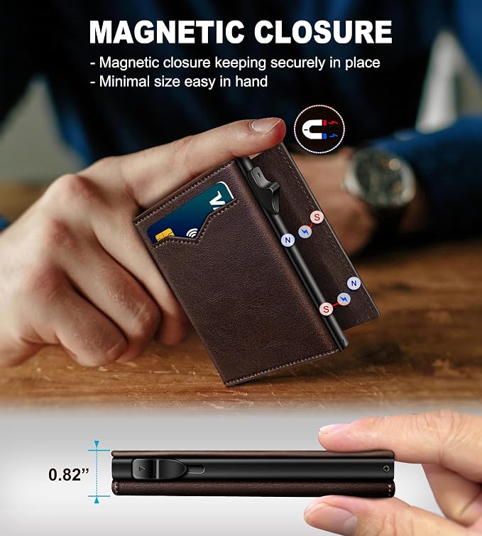 Wallet for Men, with Cash Pocket 2 ID Window 9-13 Cards, Metal Case Smart Slim - Image 3