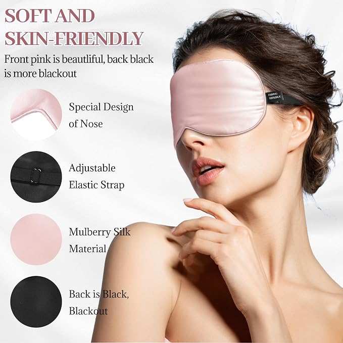 Silk Sleep Mask Eye Cover, 100% Mulberry Silk Women Men Eye Mask - Image 3