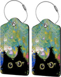 Oil Painting Black Cat 2 Pcs Luggage Tags, Privacy Cover ID Label by Unknown