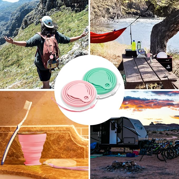 Litoexpe 2 Pack Silicone Collapsible Travel Cup Portable Folding Camping Cup - Image 7