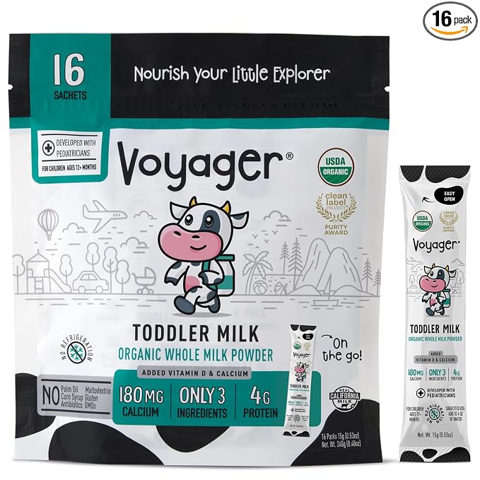 Voyager Toddler Milk On The Go, USDA Organic Shelf Stable Whole Milk Powder by VoyagerMilk
