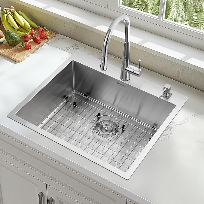 25-Inch Drop-In Kitchen Sink, SINKVINE 25" x 22" Stainless Steel Indoor and - Image 2