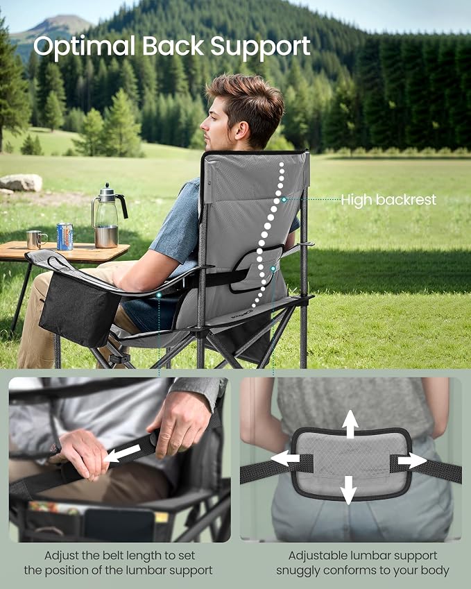 SONGMICS Oversized Lumbar Support Camping Chair, Heavy-Duty Outdoor Folding - Image 5