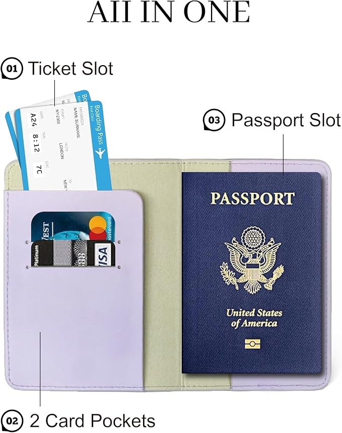 Passport Holder for Travel Essentials, RFID Blocking Passport Cover Case for - Image 3