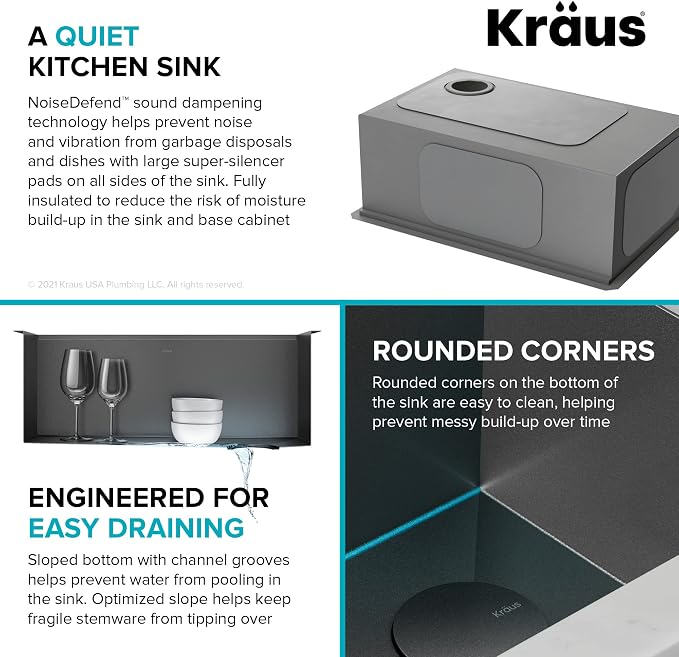 KRAUS Kore Workstation 27-inch Undermount 16 Gauge Black Stainless Kitchen Sink - Image 12