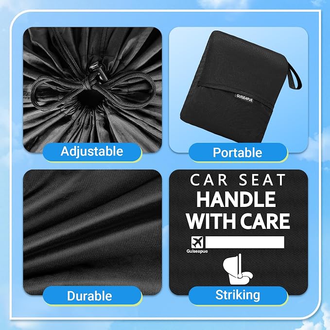 Guiseapue Car Seat Travel Bag for Airplane: Car Seat Bags for Air Travel Fit - Image 2