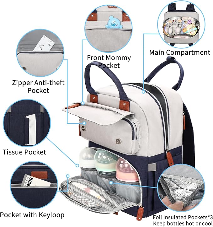 Diaper Bag Backpack, Baby Boy Diaper Bag, Unisex Large Baby Bag - Image 3