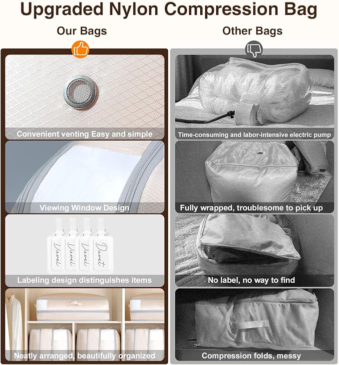 4 Pack Compression Storage Bags - 110L Large Capacity Comforter Storage Bag - Image 6