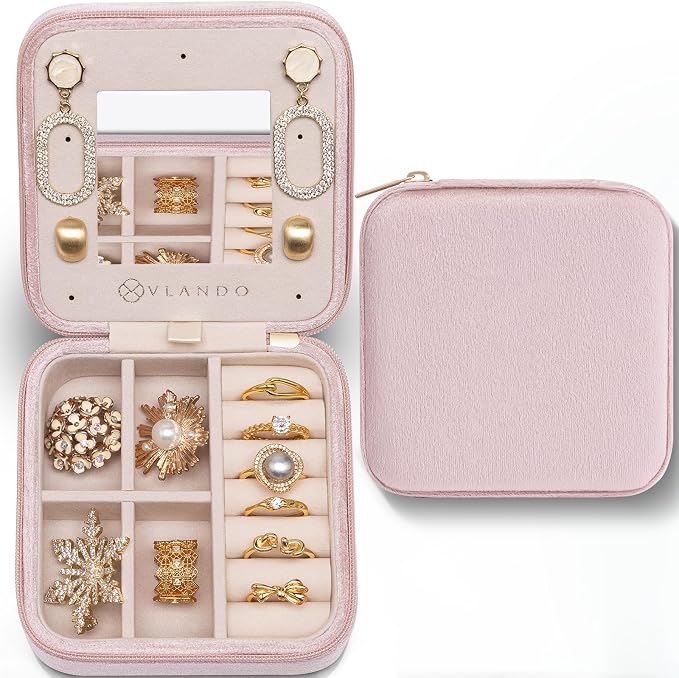 Vlando Velvet Travel Jewelry Case, Jewelry Travel Box by VLANDO
