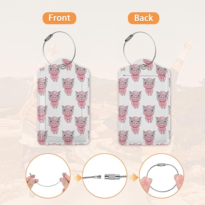 2 Pcs Luggage Tags for Suitcase, Cute Pig - Image 3
