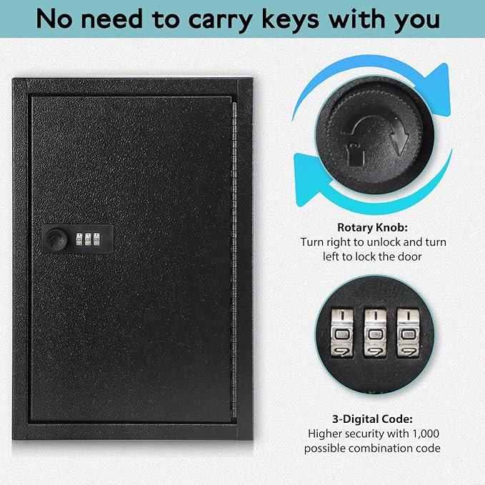 KYODOLED Locking Key Cabinet, 40 Key Storage Lock Box - Image 4