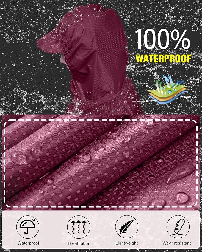 iCreek Hooded Rain Poncho with Pocket Waterproof Lightweight Unisex Raincoat - Image 2