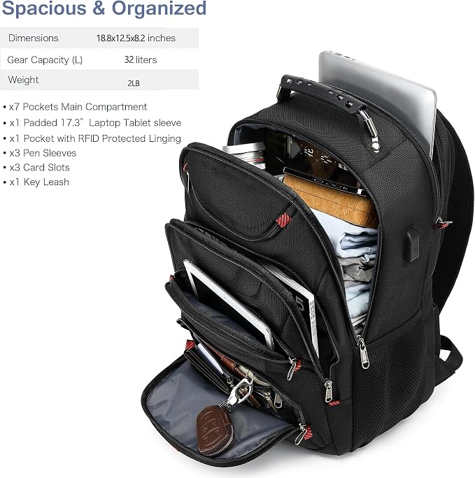 Boavan Laptop Backpack for men, 17.3 inch Laptop Bag - Image 5