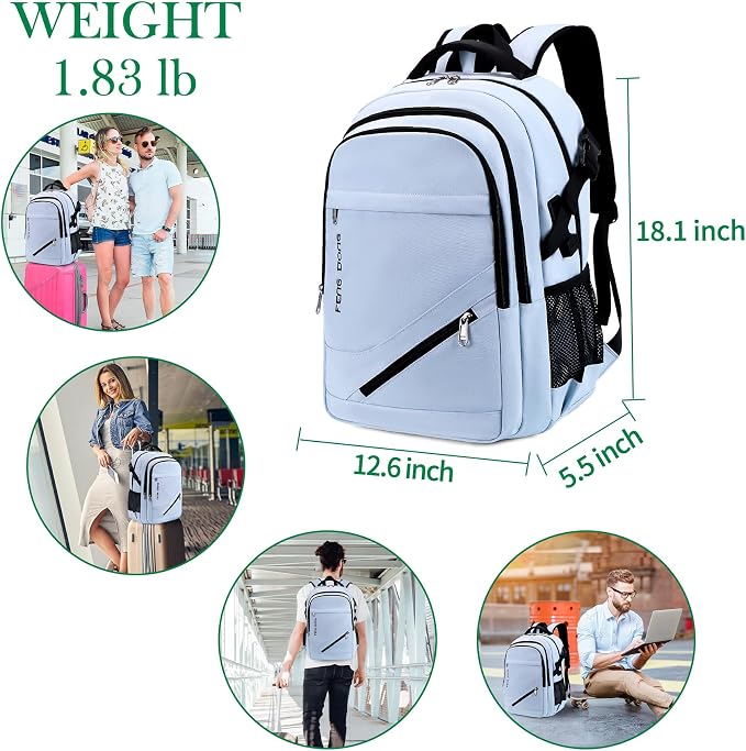 FENGDONG 17.3 inch Large Laptop Backpack Durable Waterproof Travel College - Image 2