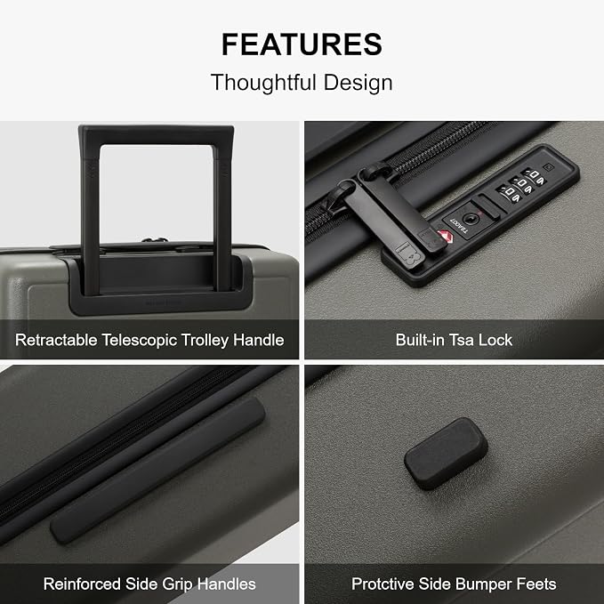 LEVEL8 Elegance Checked Luggage, 24 Inch Hardside Suitcase, Lightweight Matte - Image 5