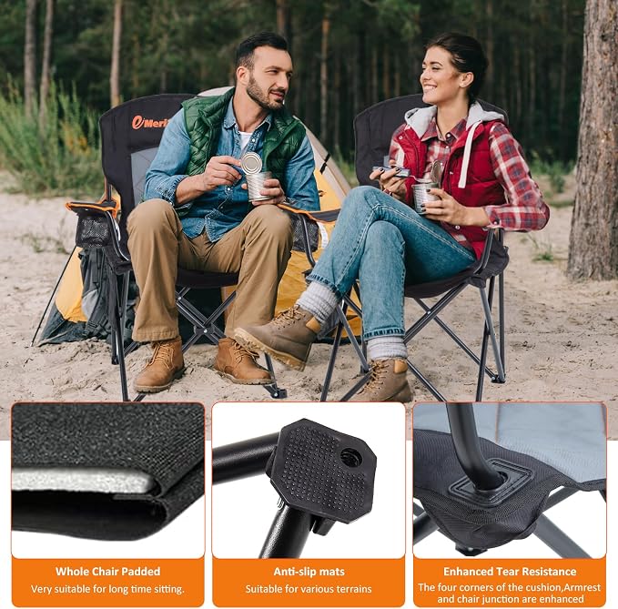 EMERIT Oversized Padded Camping Chair, 350LB Heavy Duty Quad Fold Chair - Image 5