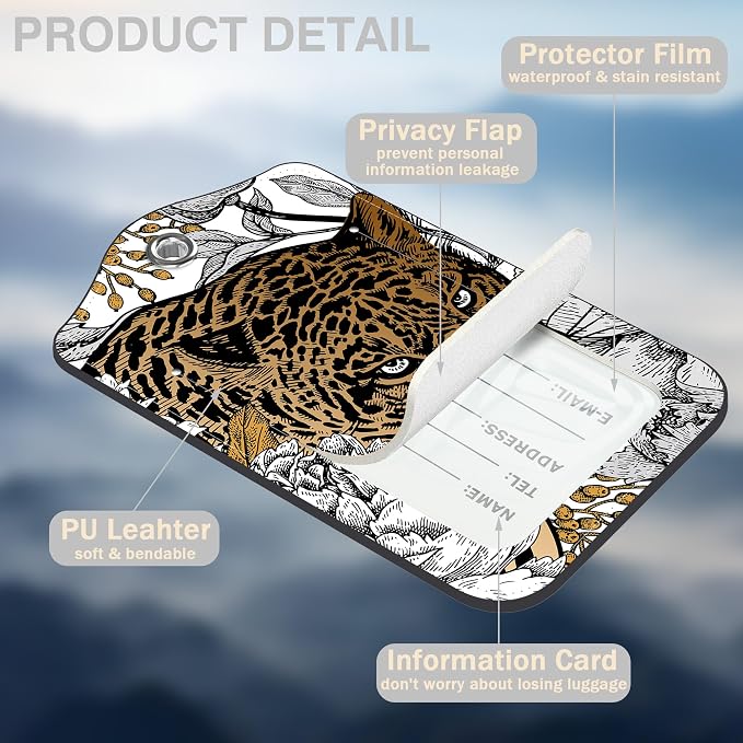 Leopard and Peony Flower Set of 2 Luggage Tags - Image 3